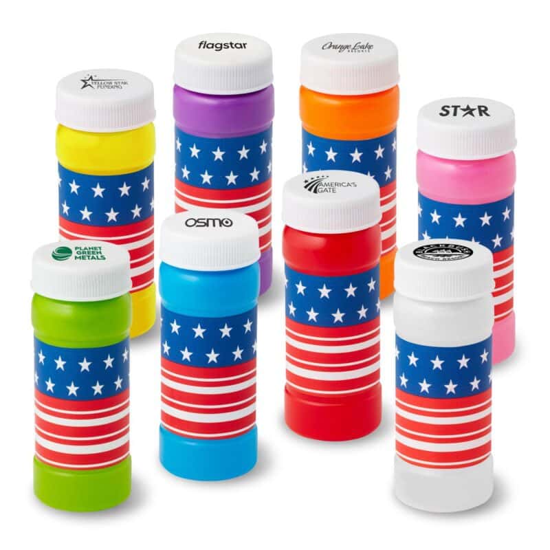 Custom 2 Oz. Patriotic Bubbles Imprinted Cap