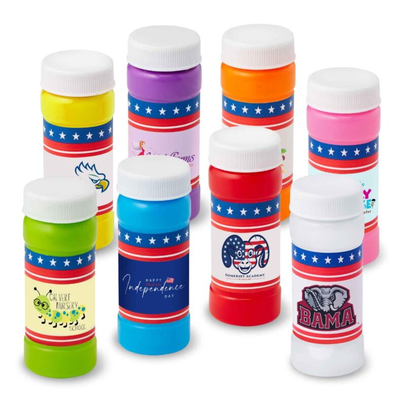 Custom 2 Oz. Patriotic Bubbles w/Full Color Digital Label