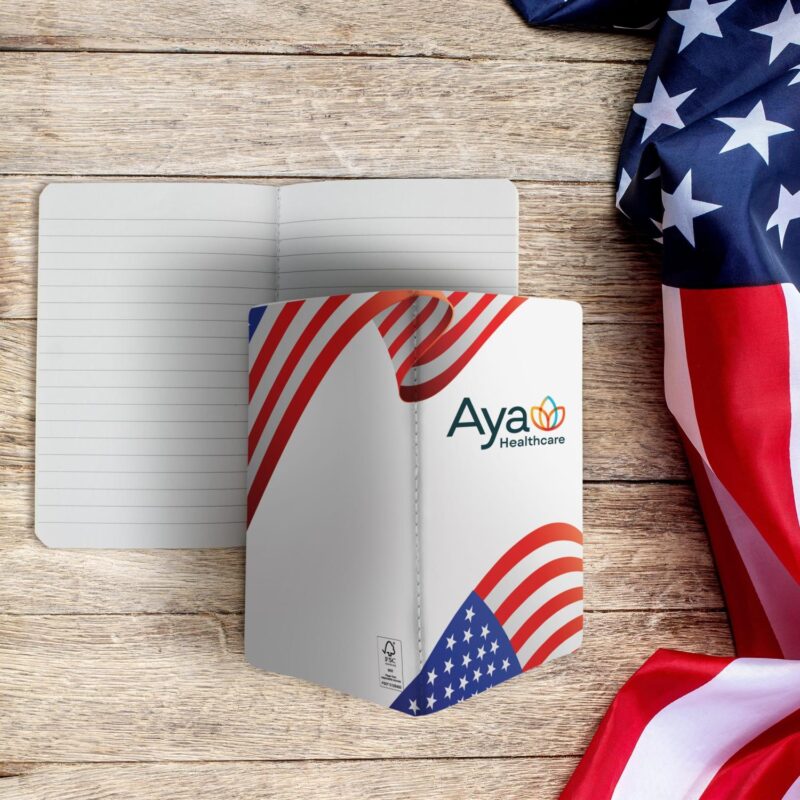 Custom 4" X 6" Patriotic Sewn Paper Cover Notebook - 2