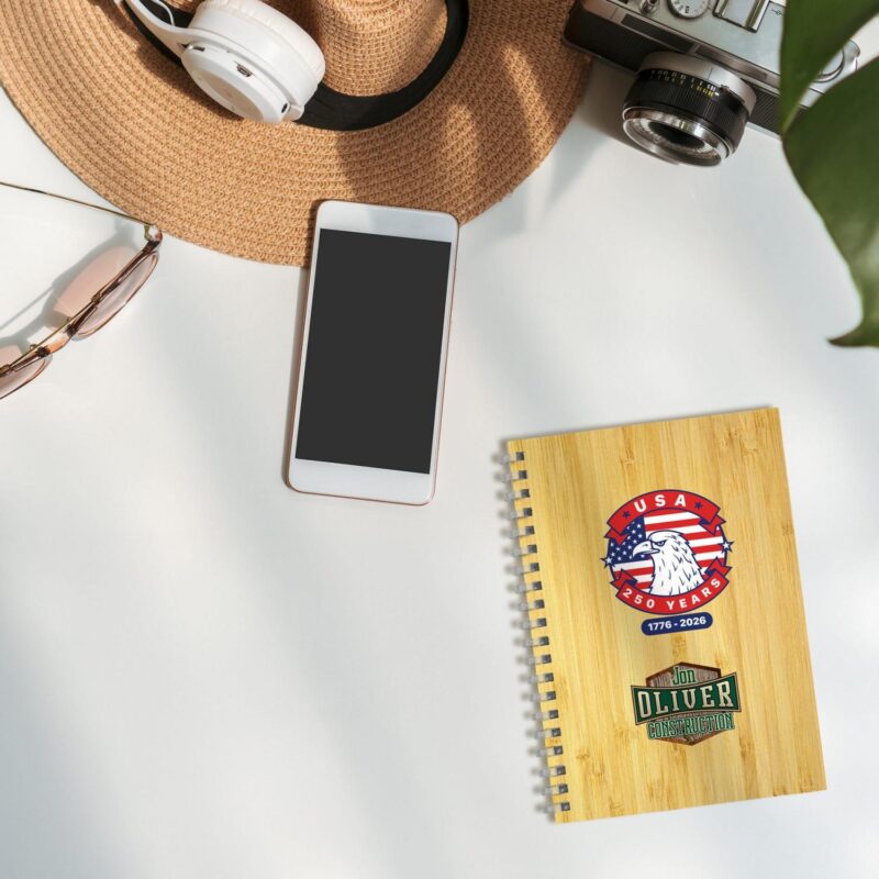Custom 5" X 7" Patriotic Bamboo Spiral Notebook - 2