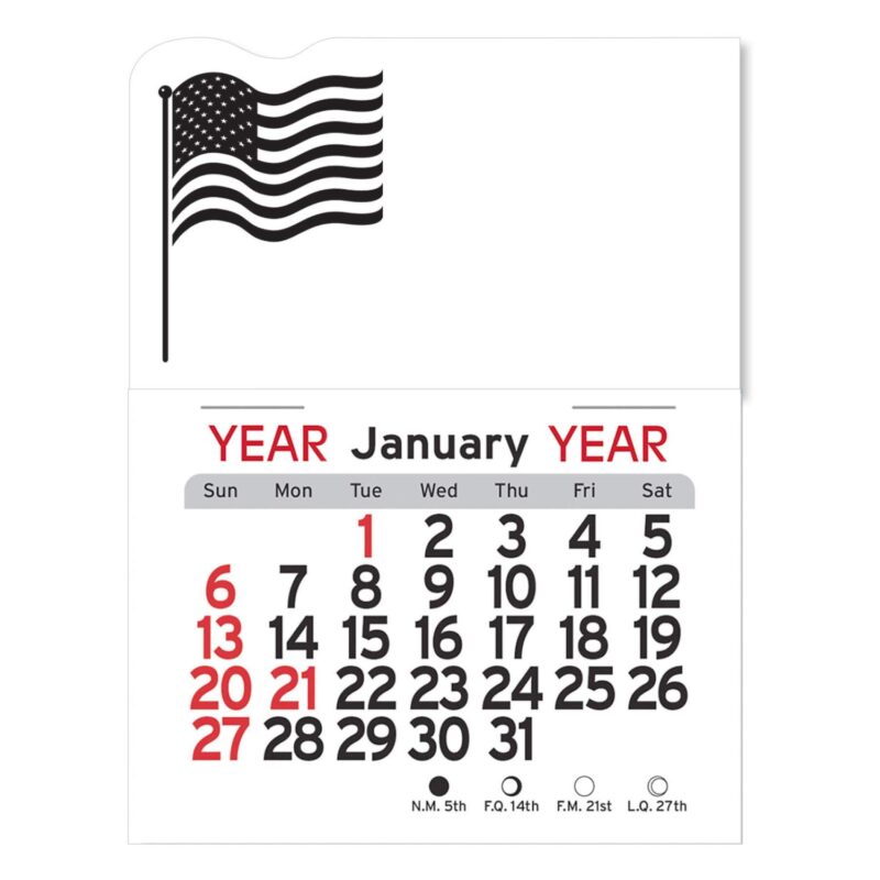 Custom Adhesive Peel-N-Stick® Calendar - American Flag - 4