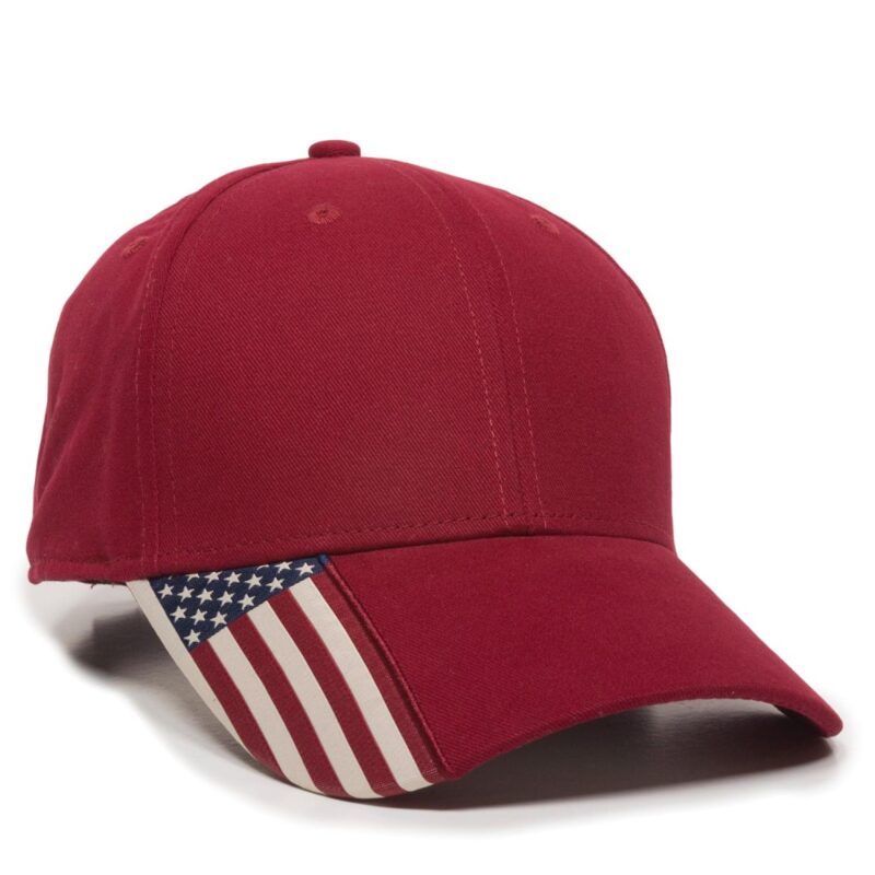 Custom Brushed Twill Cap w/Flag Visor Insert - 1