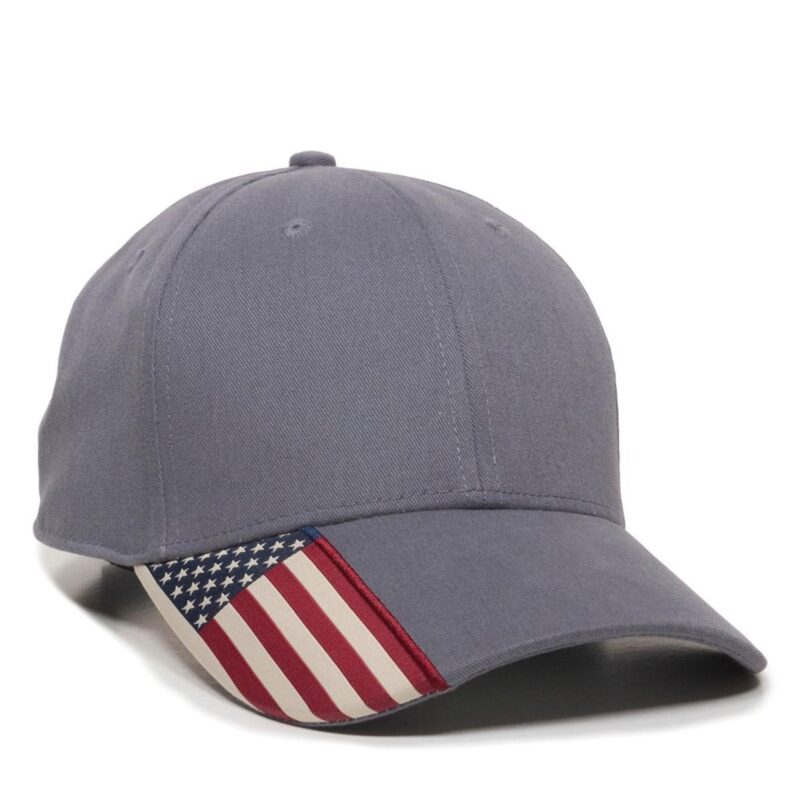 Custom Brushed Twill Cap w/Flag Visor Insert - 2