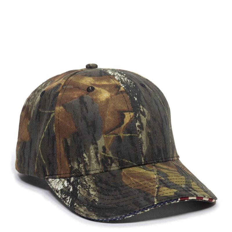 Custom Camouflage Cap w/Woven Flag - 1