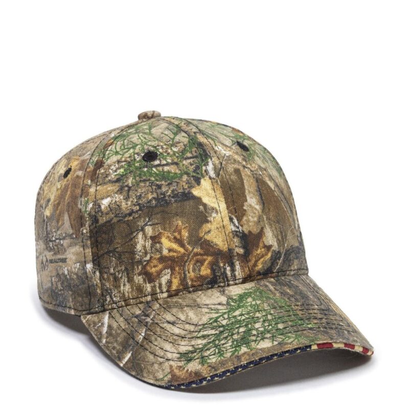 Custom Camouflage Cap w/Woven Flag