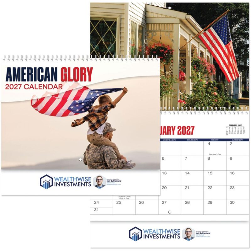 Custom Full Color American Glory Spiral Wall Calendar