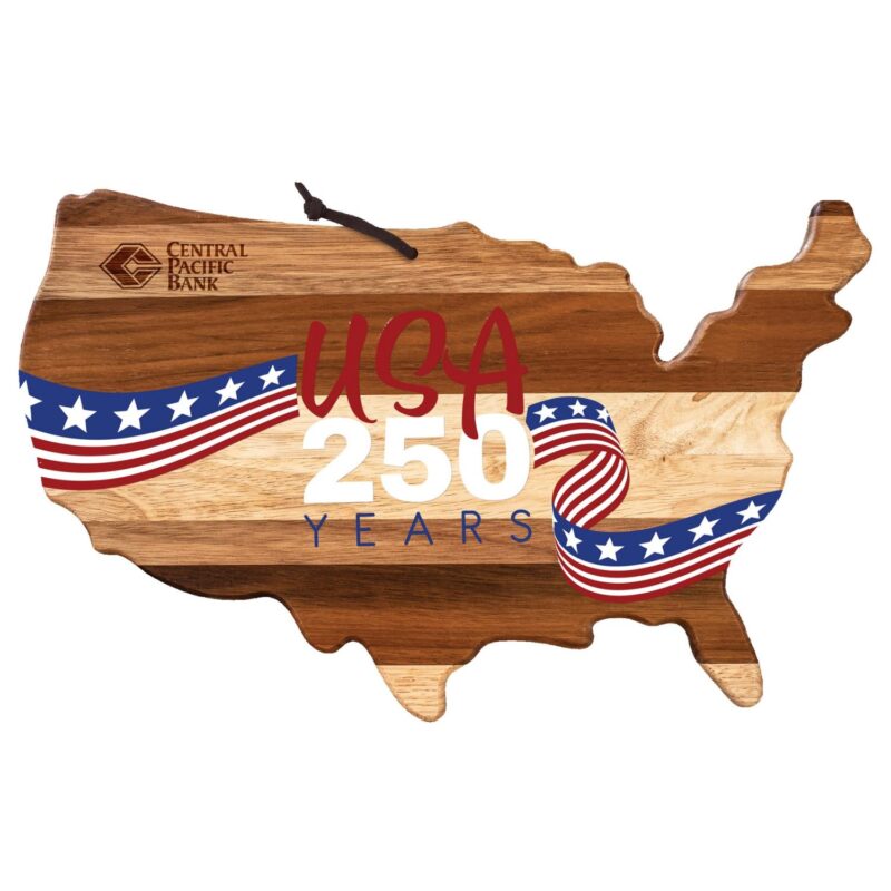 Custom Limited Edition Rock & Branch® Shiplap Series USA 250 Years Shaped Wood Serving & Cutting Board UV
