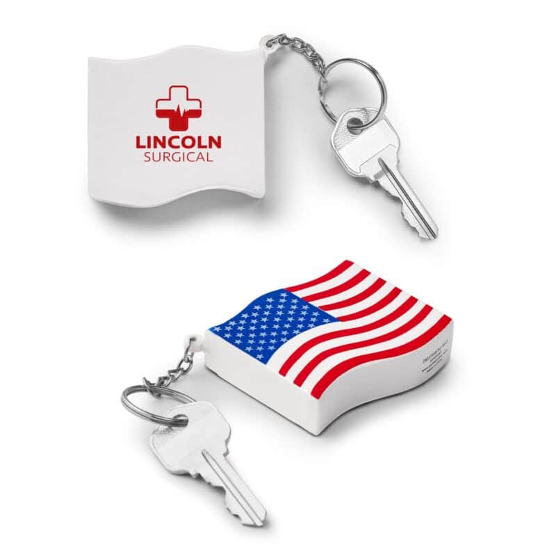 Custom Patriotic American Flag Shape Stress Ball Keychain