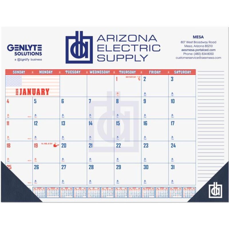 Custom Patriotic Calendar Desk Pad w/1 Color Imprint (21 ¾"x 17") - 2