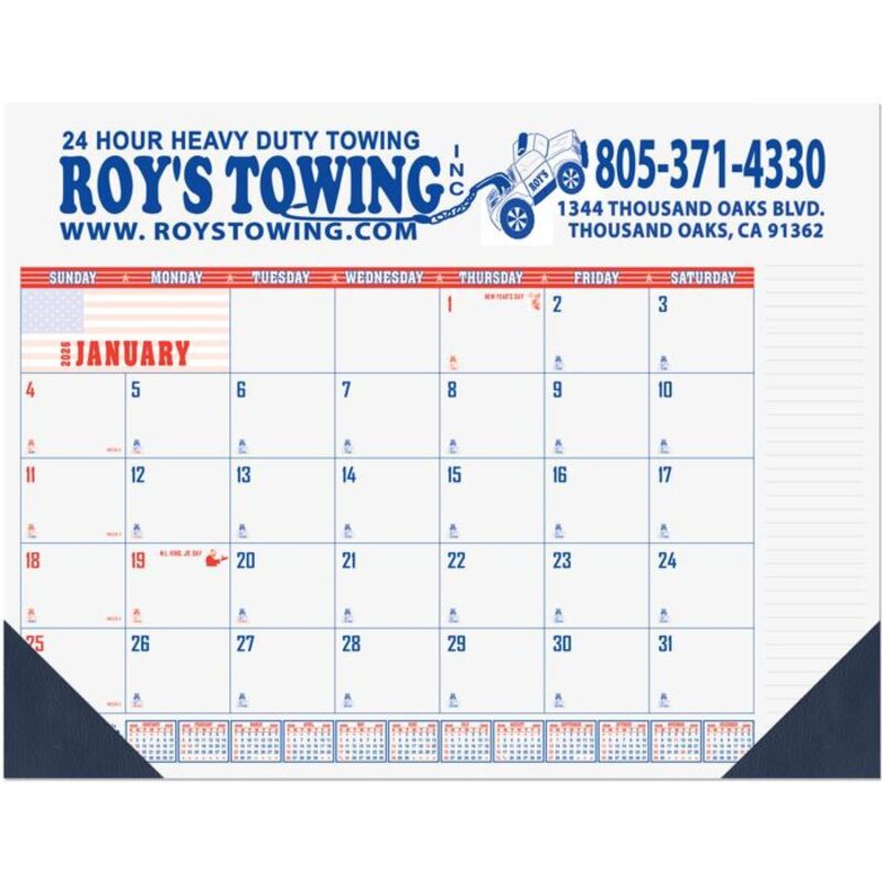 Custom Patriotic Calendar Desk Pad w/1 Color Imprint (21 ¾"x 17") - 3