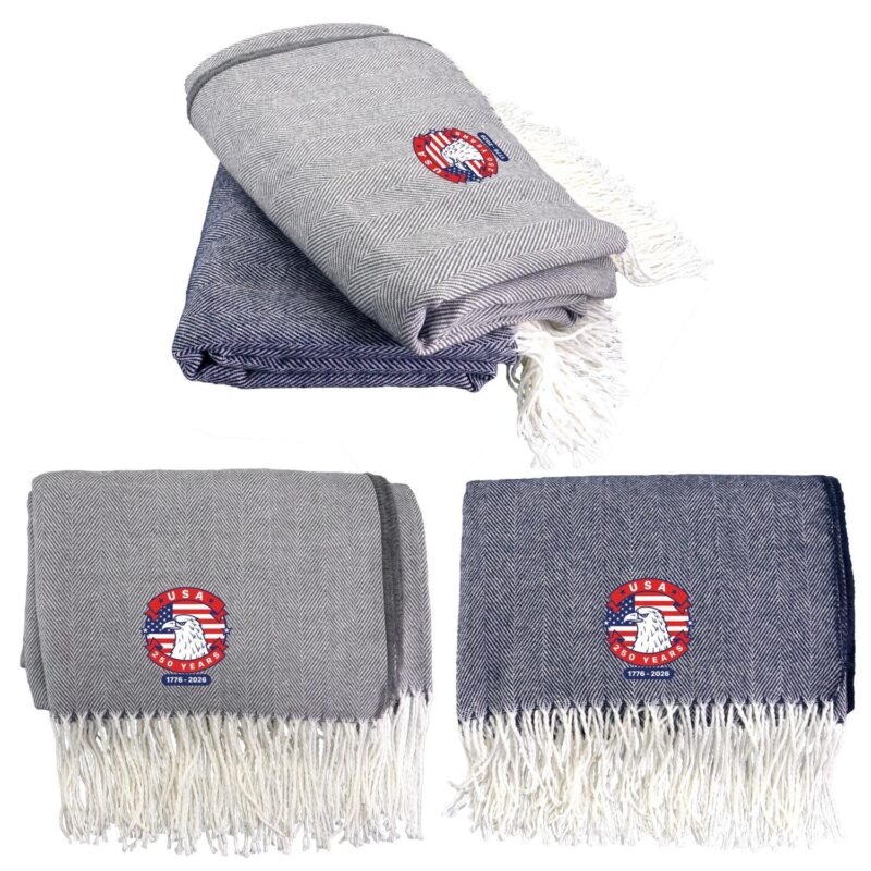 Custom Patriotic Fringed Throw Blanket - 1