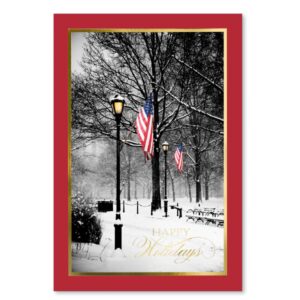 Custom Patriotic Winter Path Holiday Card
