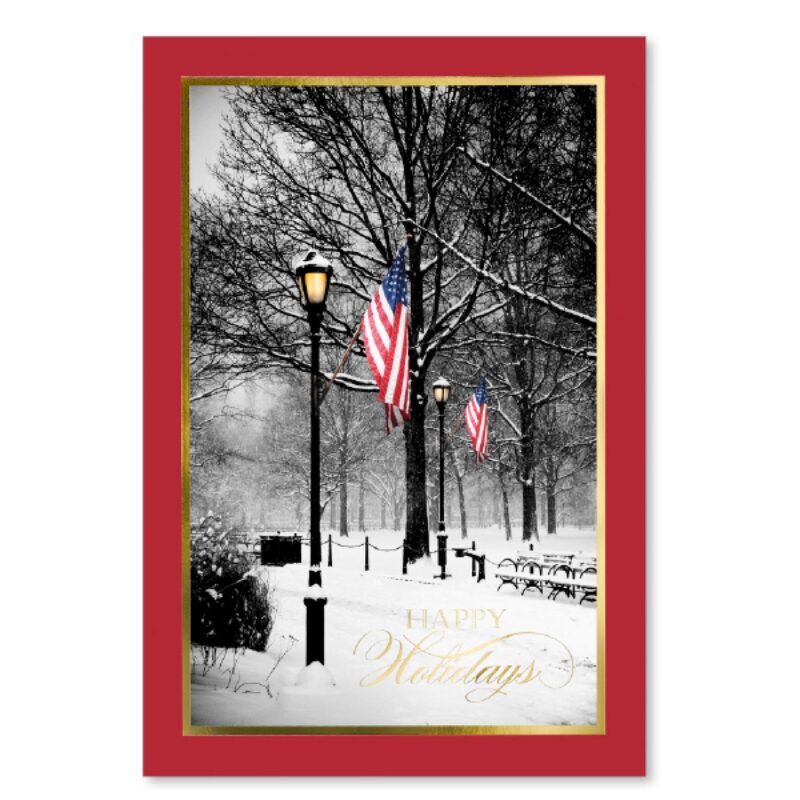 Custom Patriotic Winter Path Holiday Card