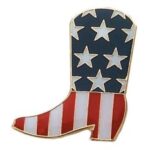 Custom Stock Patriotic Cowboy Boot Pride Flag Pins 1"