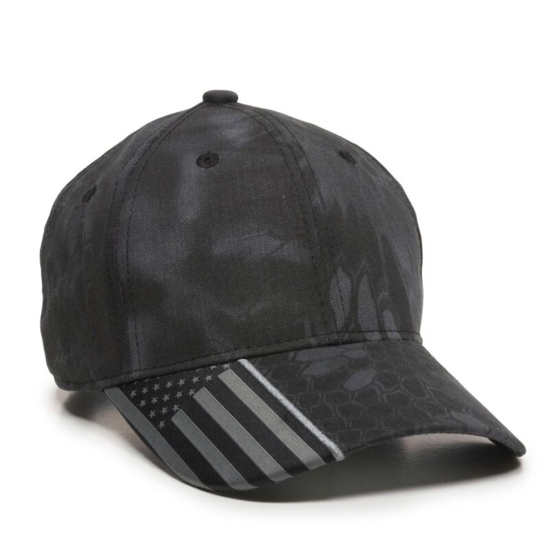 Custom Structured Cap w/Camo Flag Visor Insert - 1