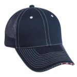 Custom Twill Mesh Back Cap w/Flag Sandwich Visor - 1
