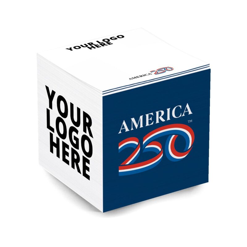 Custom America 250 TM Adhesive Cube | 3 3/8" x 3 3/8" x 3 3/8" | Full Color