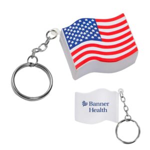 Custom Patriotic American Flag Shape Stress Ball Keychain