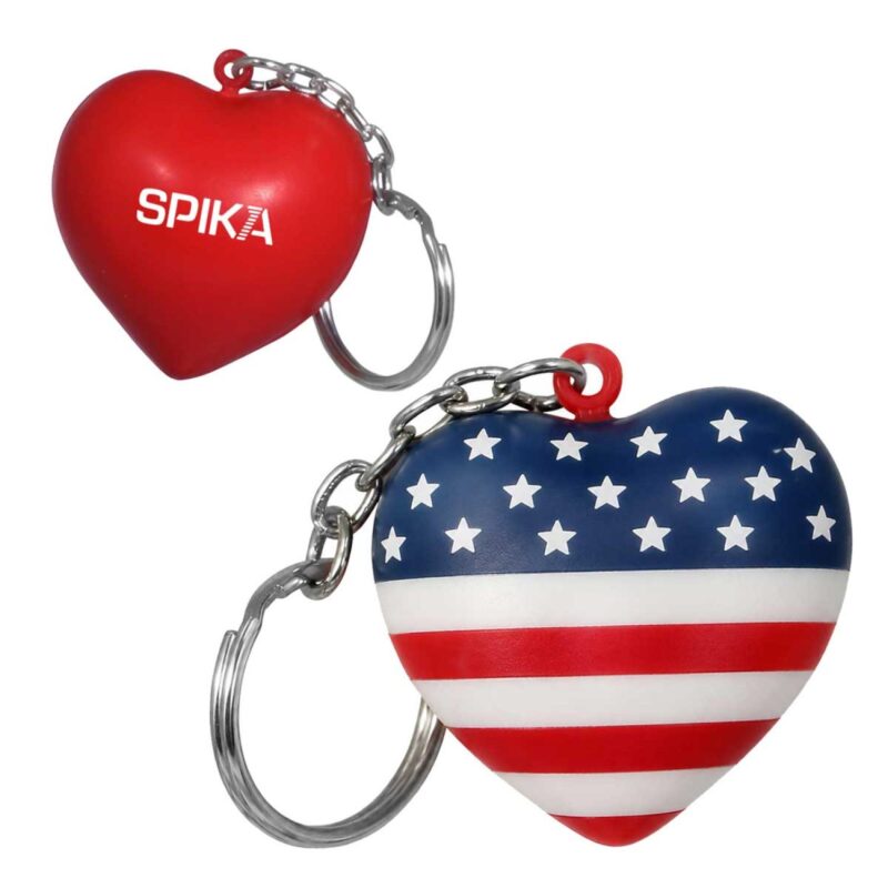 Custom Patriotic Heart Stress Ball Keychain