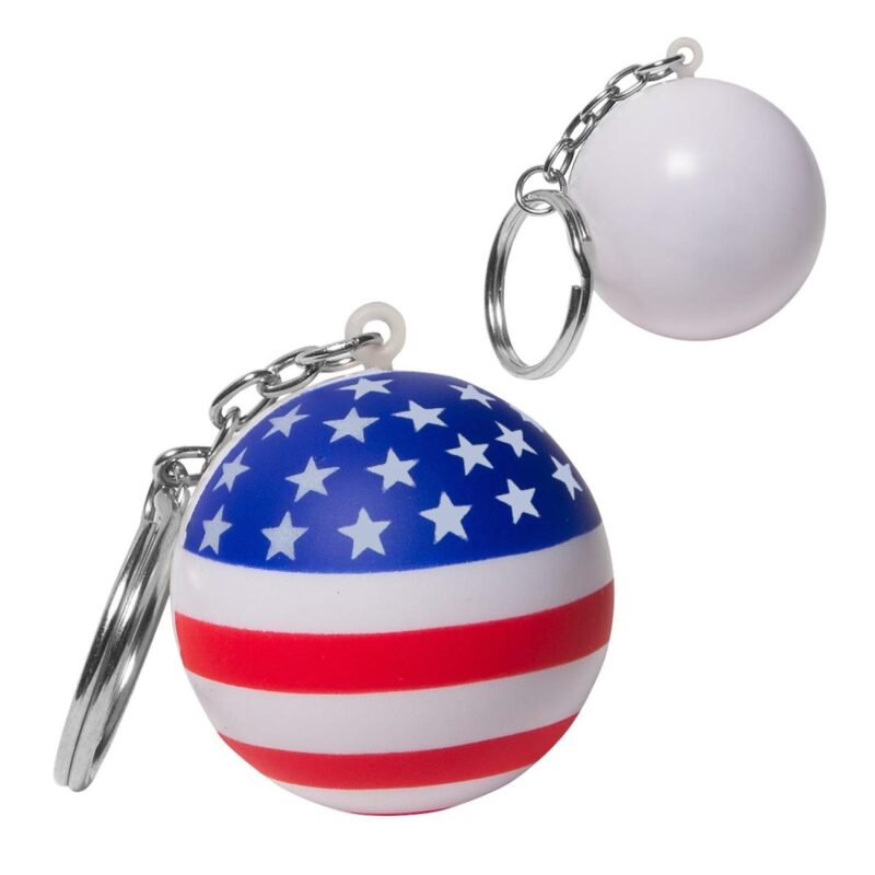 Custom Stars and Stripes Patriotic Round Stress Ball Keychain - 1