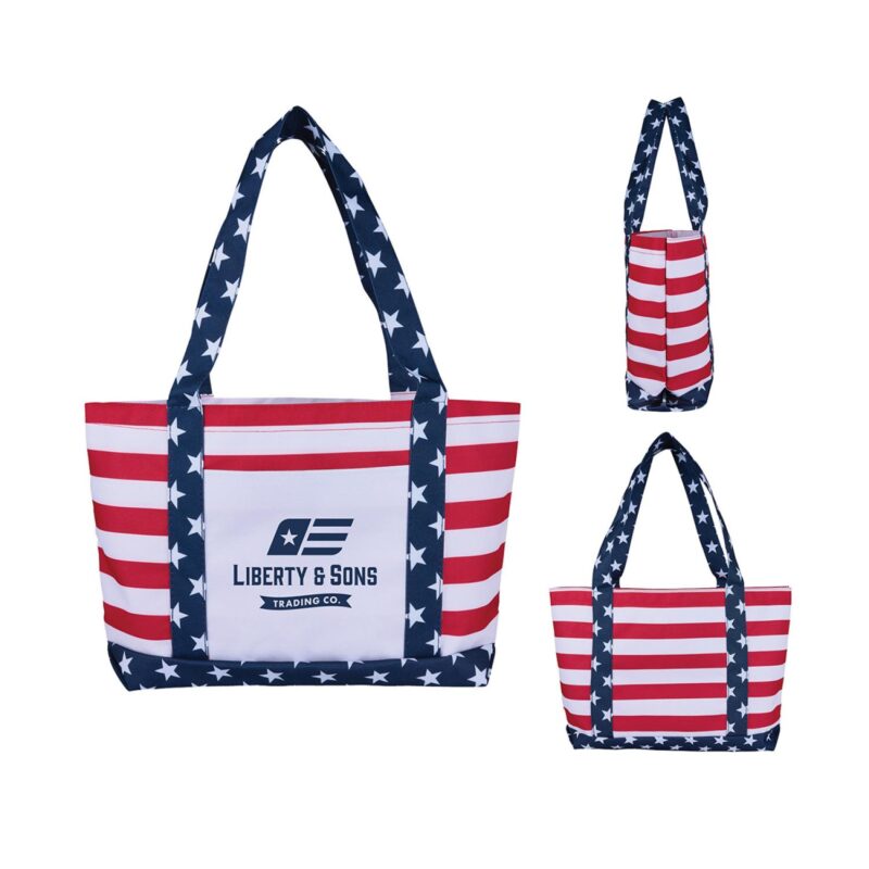 Americana-600D-Beach-Tote-KT1620 Custom Americana 600D Beach Tote
